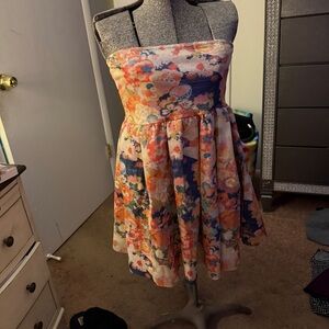 Floral Dress with Detachable Rhinestone Straps